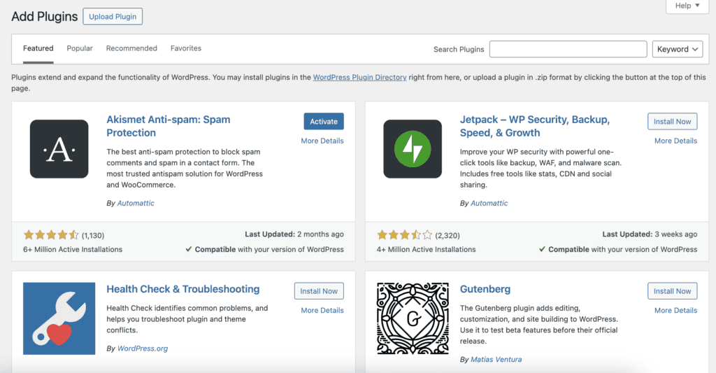 wordpress.org plugins section
